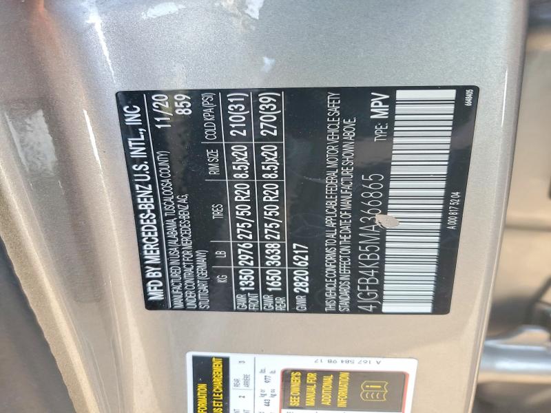 Aukcja sprzedaży 2021 Mercedes-benz Gle, vin: 4JGFB4KB5MA366865, numer aukcji: 51016436