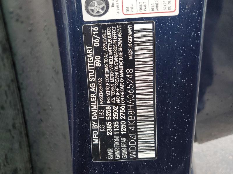 49307876 :رقم المزاد ، WDDZF4KB8HA065248 vin ، 2017 Mercedes-benz E مزاد بيع