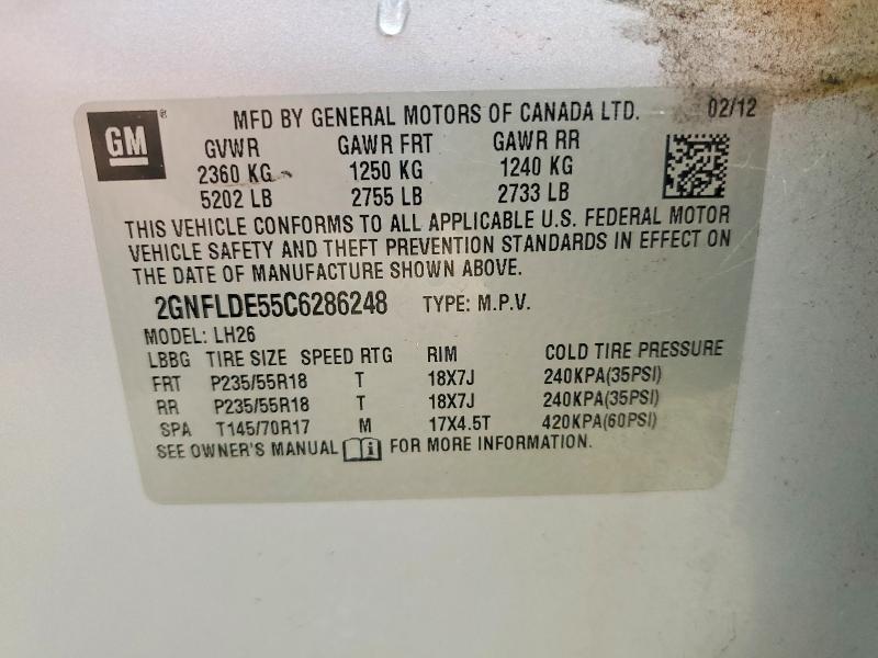 Продаж на аукціоні авто 2012 Chevrolet Equinox, vin: 2GNFLDE55C6286248, номер лоту: 49008436