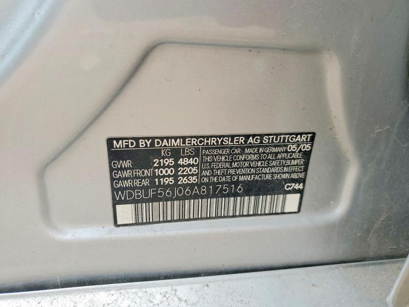 Auction sale of the 2006 Mercedes-benz E, vin: WDBUF56J06A817516, lot number: 48892246