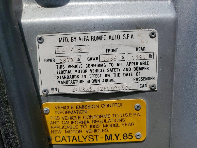 49408376 :رقم المزاد ، ZARBA5412F1021396 vin ، 1985 Alfa Romeo Veloce مزاد بيع