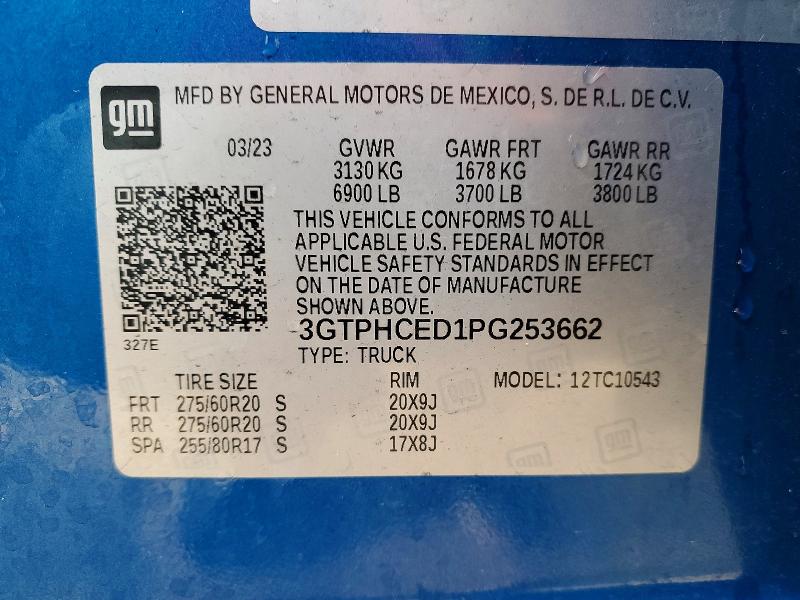 Продаж на аукціоні авто 2023 Gmc Sierra, vin: 3GTPHCED1PG253662, номер лоту: 49471836