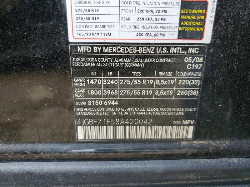 Продаж на аукціоні авто 2008 Mercedes-benz Gl, vin: 4JGBF71E58A420042, номер лоту: 50898766