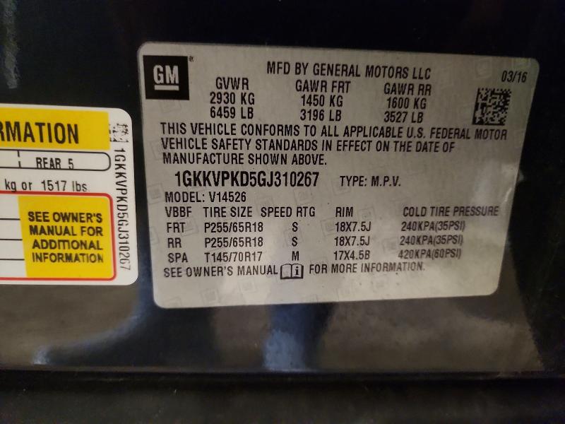 Aukcja sprzedaży 2016 Gmc Acadia, vin: 1GKKVPKD5GJ310267, numer aukcji: 49180176