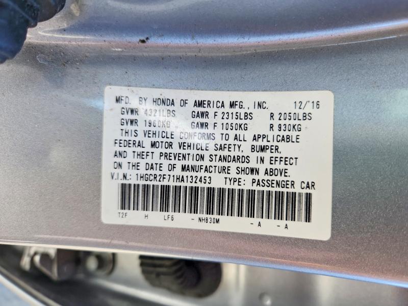 Продажа на аукционе авто 2017 Honda Accord, vin: 1HGCR2F71HA132453, номер лота: 48115856