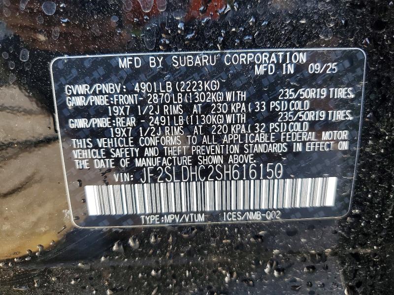2025 Subaru Forester მანქანა იყიდება აუქციონზე, vin: JF2SLDHC2SH616150, აუქციონის ნომერი: 49288386