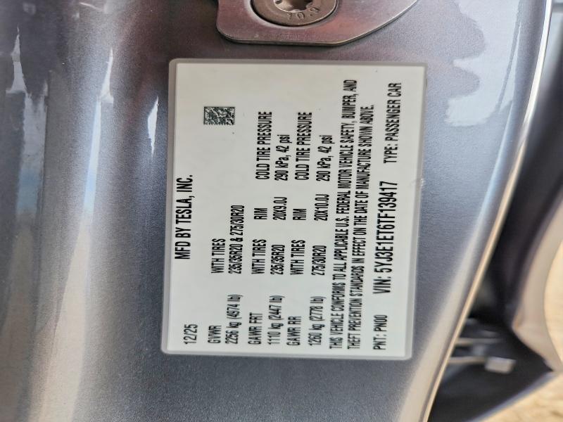 Продажа на аукционе авто 2026 Tesla Model 3, vin: 5YJ3E1ET6TF139417, номер лота: 49078656
