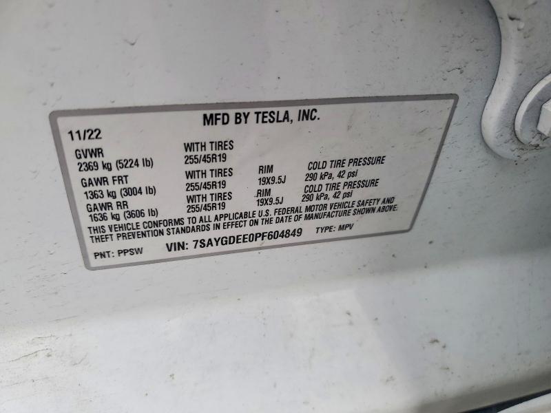 Aukcja sprzedaży 2023 Tesla Model Y, vin: 7SAYGDEE0PF604849, numer aukcji: 49970326
