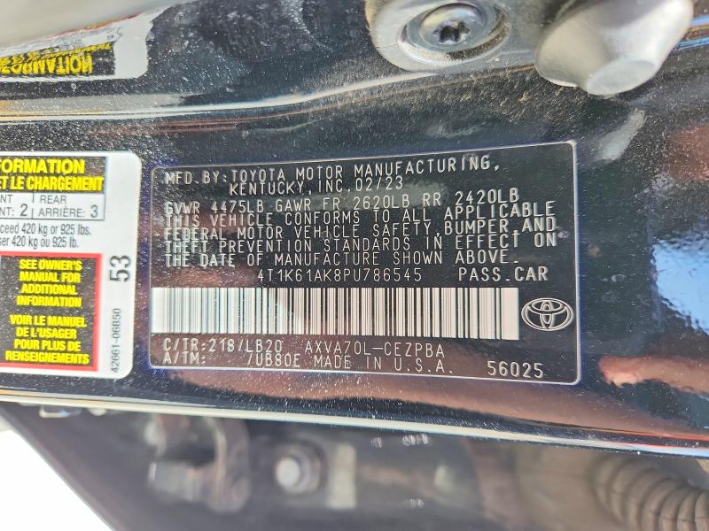 Продаж на аукціоні авто 2023 Toyota Camry, vin: 4T1K61AK8PU786545, номер лоту: 50619106