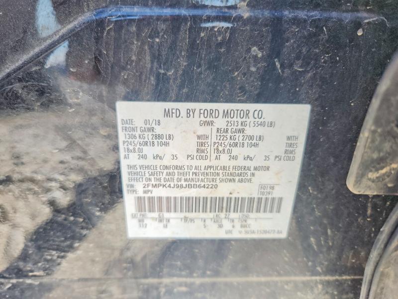 Aukcja sprzedaży 2018 Ford Edge, vin: 2FMPK4J98JBB64220, numer aukcji: 49187326