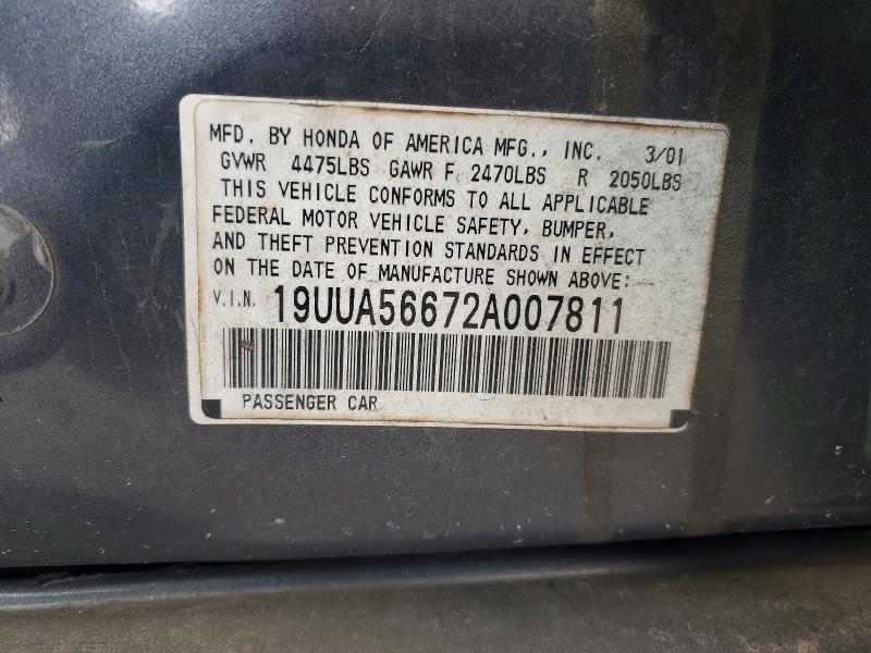 Aukcja sprzedaży 2002 Acura 3.2tl, vin: 19UUA56672A007811, numer aukcji: 50968146