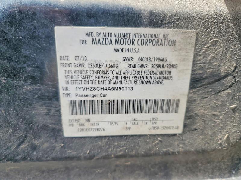 48084596 :رقم المزاد ، 1YVHZ8CH4A5M50113 vin ، 2010 Mazda 6 مزاد بيع