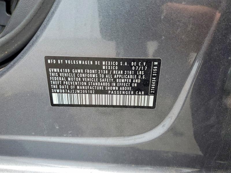 49438226 :رقم المزاد ، 3VWDB7AJ2JM205102 vin ، 2018 Volkswagen Jetta مزاد بيع