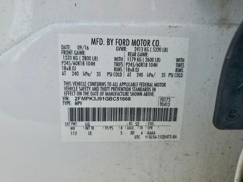 Продажа на аукционе авто 2016 Ford Edge, vin: 2FMPK3J91GBC51668, номер лота: 49428676