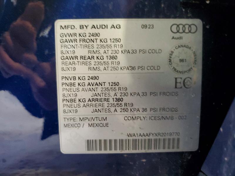 Aukcja sprzedaży 2024 Audi Q5, vin: WA1AAAFYXR2019770, numer aukcji: 48823796