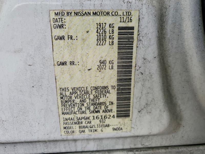 Продажа на аукционе авто 2017 Nissan Altima, vin: 1N4AL3AP6HC161624, номер лота: 50645696
