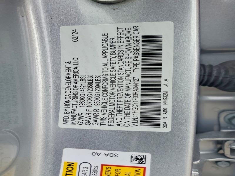 Продаж на аукціоні авто 2024 Honda Accord, vin: 1HGCY1F33RA044127, номер лоту: 51344786