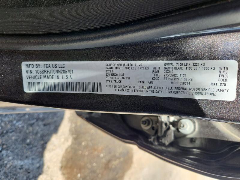 Продаж на аукціоні авто 2022 Ram 1500, vin: 1C6SRFJT0NN285701, номер лоту: 50303336