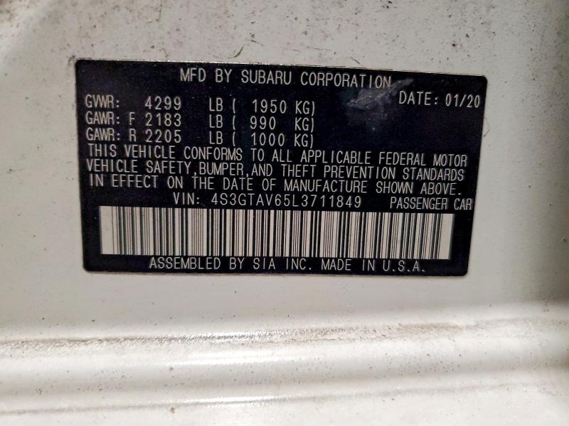 Продаж на аукціоні авто 2020 Subaru Impreza, vin: 4S3GTAV65L3711849, номер лоту: 51826326