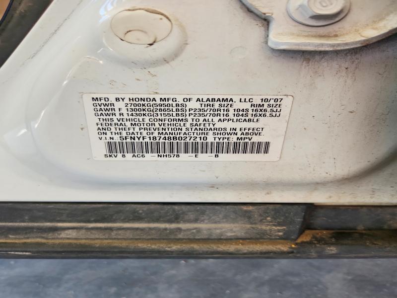 Продаж на аукціоні авто 2008 Honda Pilot, vin: 5FNYF18748B027210, номер лоту: 50113906