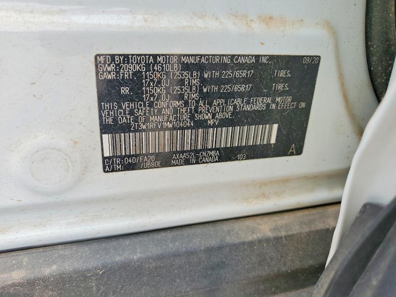 Продажа на аукционе авто 2021 Toyota Rav4, vin: 2T3W1RFV1MW104044, номер лота: 50157046