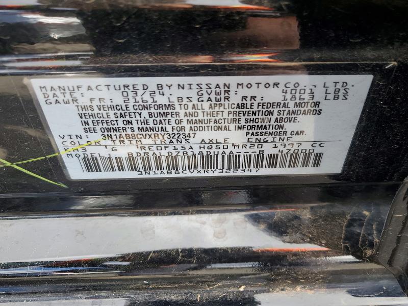 2024 Nissan Sentra მანქანა იყიდება აუქციონზე, vin: 3N1AB8CVXRY322347, აუქციონის ნომერი: 50456056