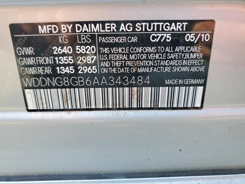 Продаж на аукціоні авто 2010 Mercedes-benz S, vin: WDDNG8GB6AA343484, номер лоту: 50060466