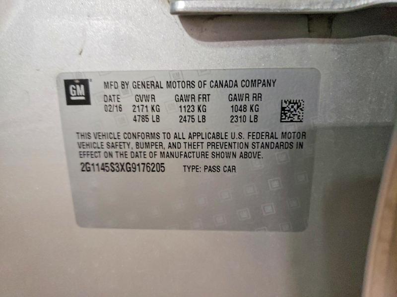 Aukcja sprzedaży 2016 Chevrolet Impala, vin: 2G1145S3XG9176205, numer aukcji: 49503796