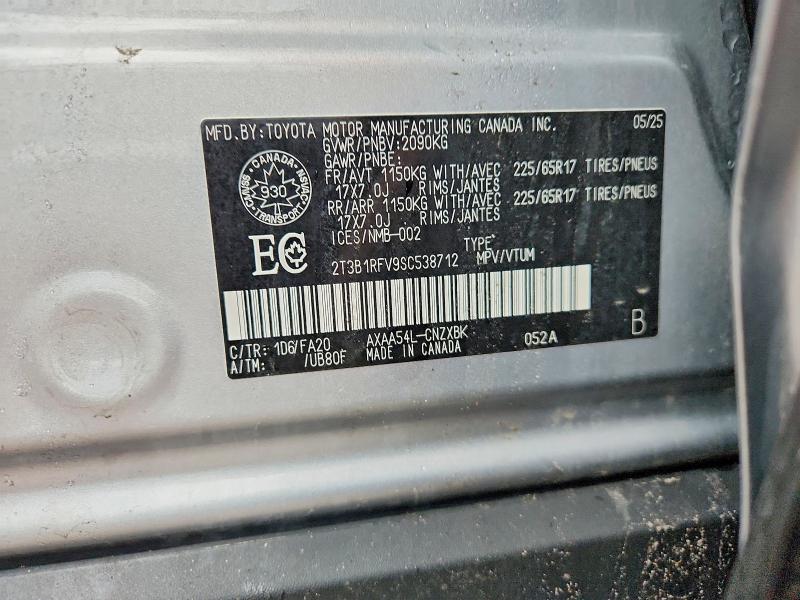 Продажа на аукционе авто 2025 Toyota Rav4, vin: 2T3B1RFV9SC538712, номер лота: 47060526