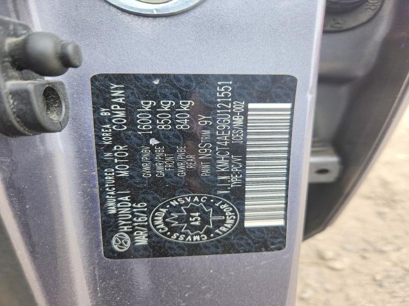 51547186 :رقم المزاد ، KMHCT4AE9GU121551 vin ، 2016 Hyundai Accent مزاد بيع