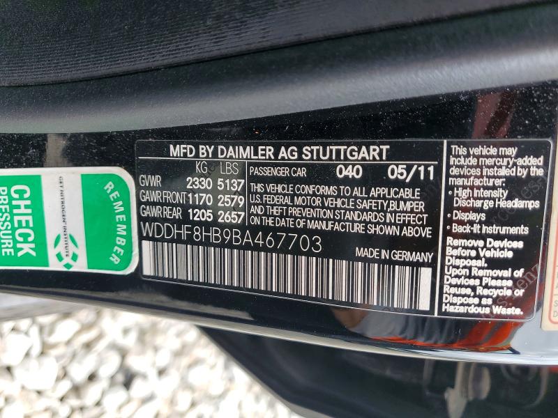 2011 Mercedes-benz E მანქანა იყიდება აუქციონზე, vin: WDDHF8HB9BA467703, აუქციონის ნომერი: 49882416