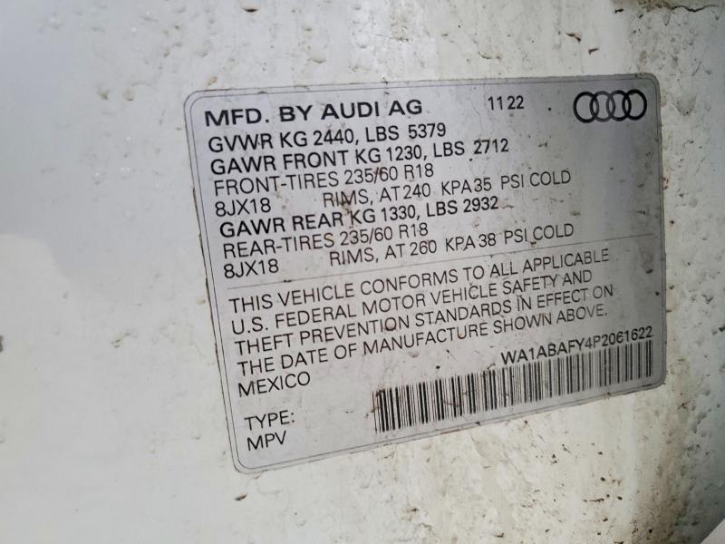 2023 Audi Q5 მანქანა იყიდება აუქციონზე, vin: WA1ABAFY4P2061622, აუქციონის ნომერი: 47783896
