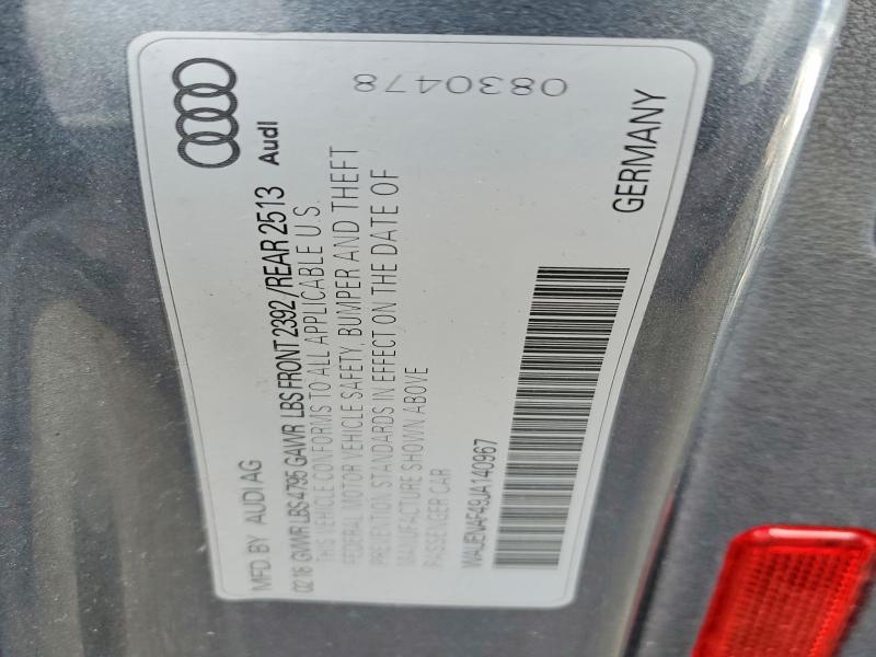 2018 Audi A4 1.8 S-l მანქანა იყიდება აუქციონზე, vin: WAUENAF49JA140967, აუქციონის ნომერი: 49250276