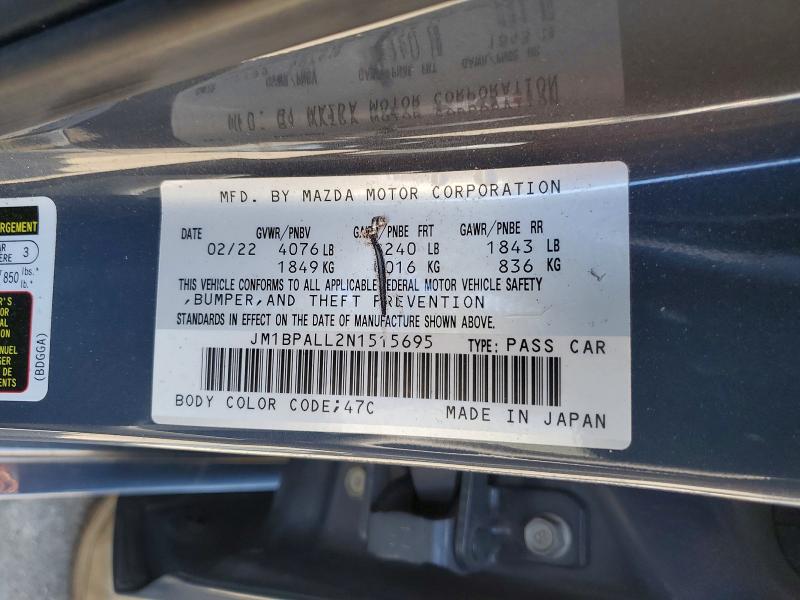 Aukcja sprzedaży 2022 Mazda 3, vin: JM1BPALL2N1515695, numer aukcji: 48503376