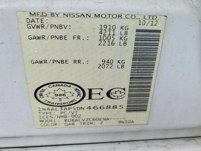 Auction sale of the 2013 Niss Altima, vin: 1N4AL3AP5DN466885, lot number: 51635556