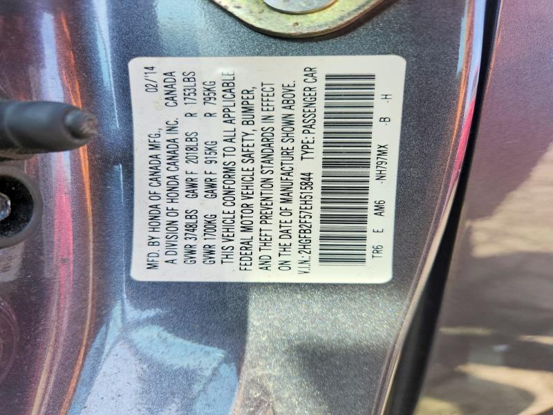 Aukcja sprzedaży 2014 Honda Civic, vin: 2HGFB2F57EH515844, numer aukcji: 50255136