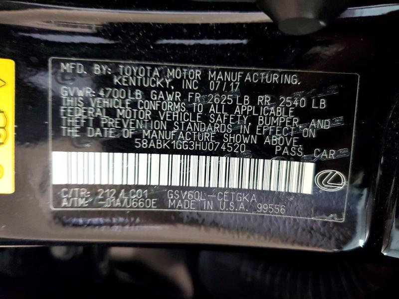 Продажа на аукционе авто 2017 Lexus Es, vin: 58ABK1GG3HU074520, номер лота: 49939596