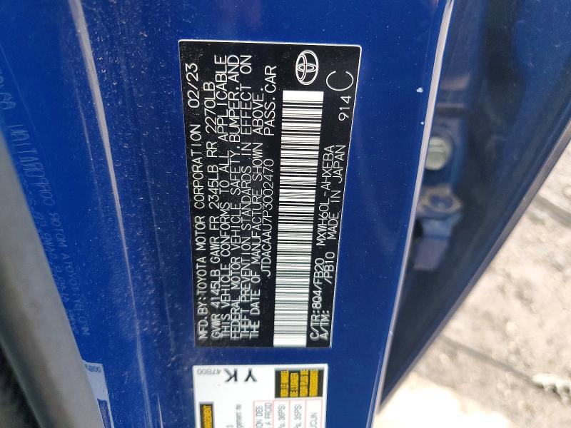 Aukcja sprzedaży 2023 Toyota Prius, vin: JTDACAAU7P3002470, numer aukcji: 50954376