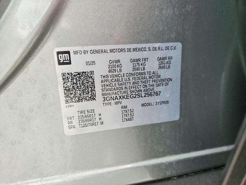 49366086 :رقم المزاد ، 3GNAXKEG2SL256767 vin ، 2025 Chevrolet Equinox مزاد بيع