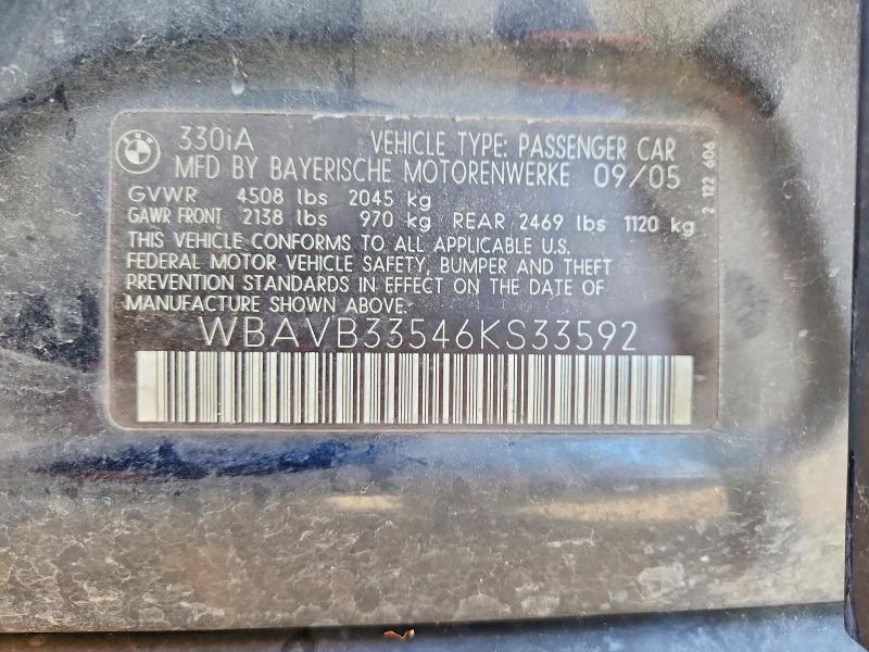 Aukcja sprzedaży 2006 Bmw 330, vin: WBAVB33546KS33592, numer aukcji: 50349076