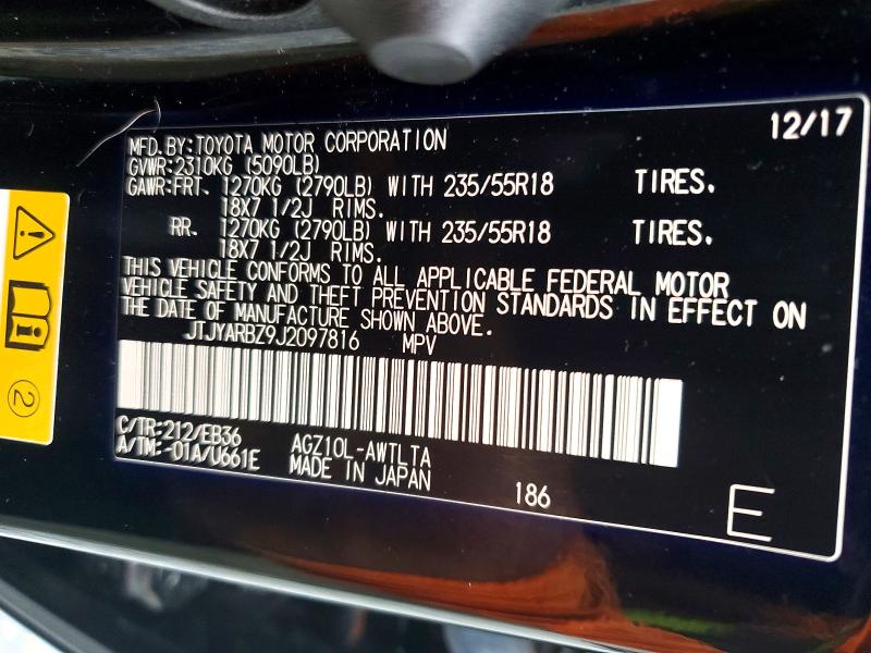 Продажа на аукционе авто 2018 Lexus Nx 300, vin: JTJYARBZ9J2097816, номер лота: 49176046