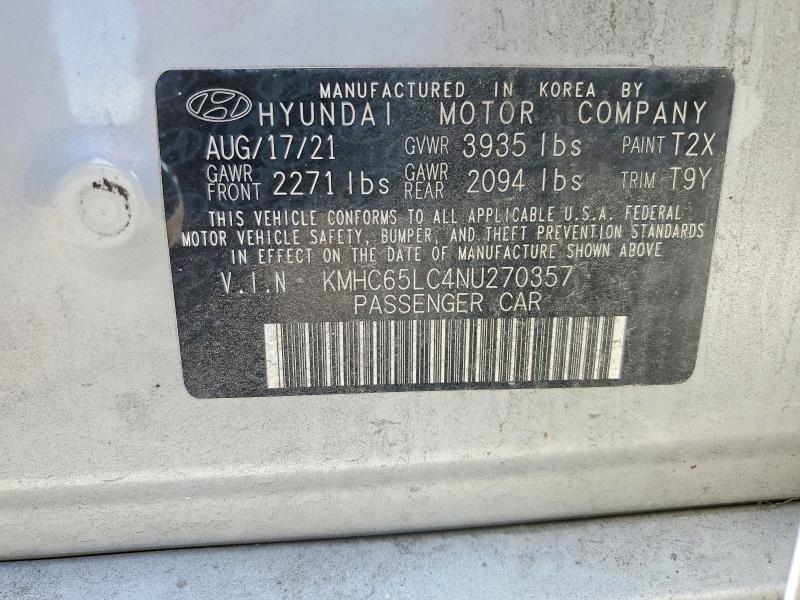 Продаж на аукціоні авто 2022 Hyundai Ioniq, vin: KMHC65LC4NU270357, номер лоту: 52001956