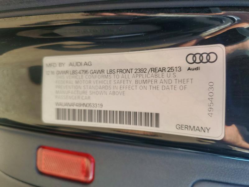 Продажа на аукционе авто 2017 Audi A4, vin: WAUANAF48HN053319, номер лота: 49990206