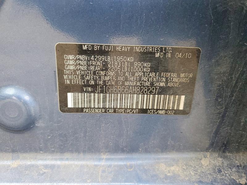 51588306 :رقم المزاد ، JF1GH6B66AH828297 vin ، 2010 Subaru Impreza مزاد بيع
