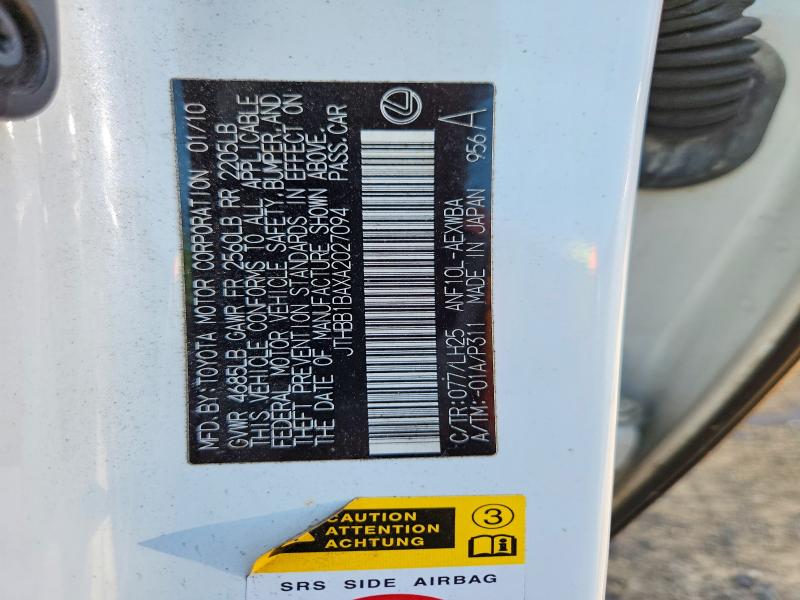51374966 :رقم المزاد ، JTHBB1BAXA2027094 vin ، 2010 Lexus Hs مزاد بيع