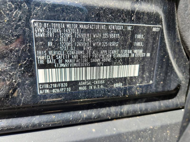 Aukcja sprzedaży 2021 Toyota Rav4 Hybrid, vin: 4T3MWRFV0MU030995, numer aukcji: 47734546