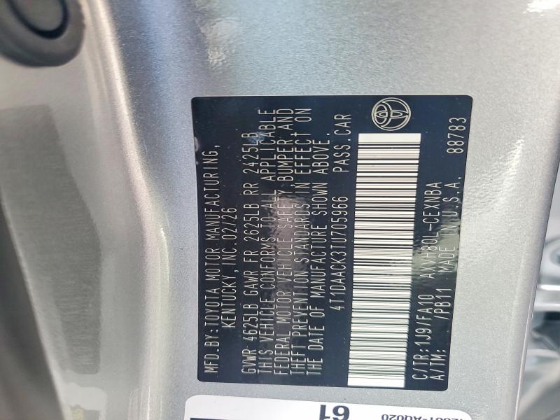 2026 Toyota Camry მანქანა იყიდება აუქციონზე, vin: 4T1DAACK3TU705966, აუქციონის ნომერი: 49767756
