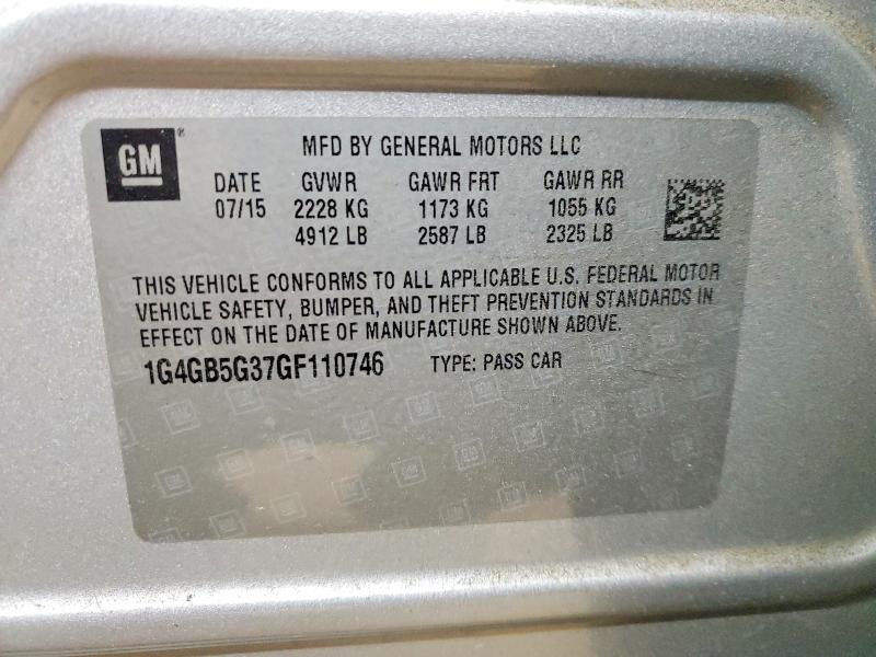 Продаж на аукціоні авто 2016 Buick Lacrosse, vin: 1G4GB5G37GF110746, номер лоту: 48520336