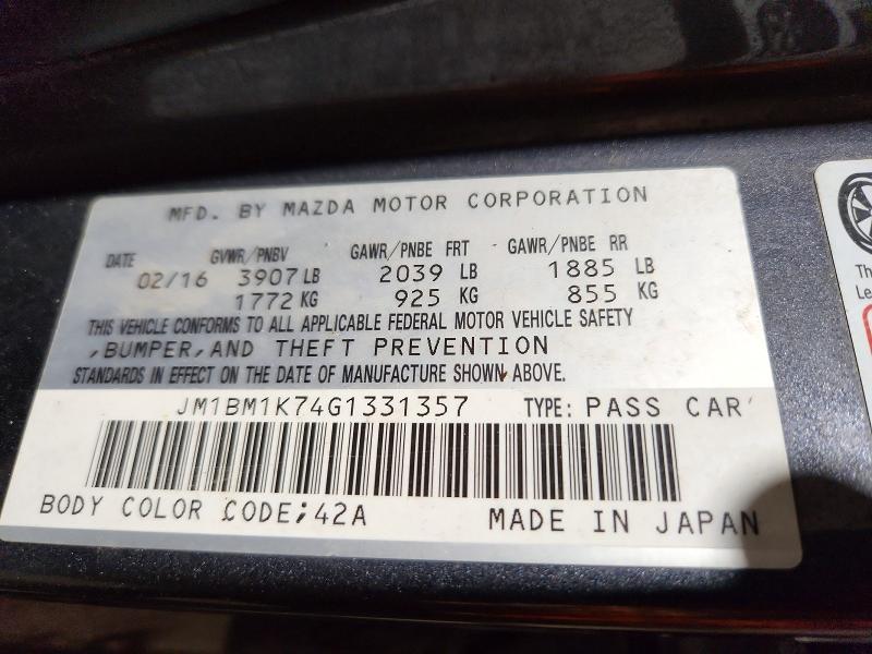 2016 Mazda 3 მანქანა იყიდება აუქციონზე, vin: JM1BM1K74G1331357, აუქციონის ნომერი: 48432806