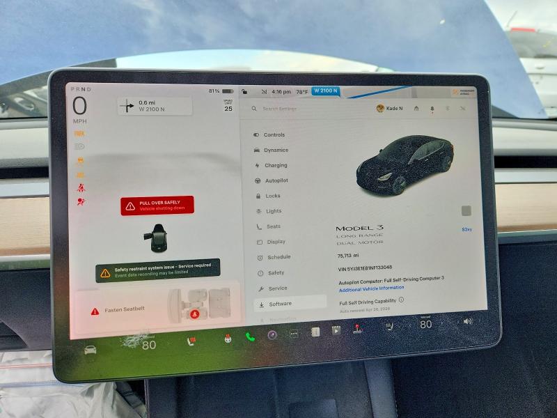 2022 Tesla Model 3 მანქანა იყიდება აუქციონზე, vin: 5YJ3E1EB1NF133048, აუქციონის ნომერი: 49570066